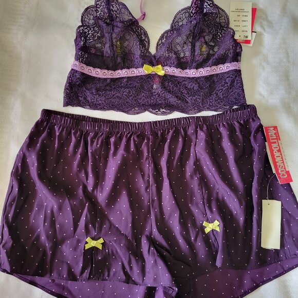 COSMOPOLITAN Medium Pajama Short Small Lace Bra Top NWT Sleepwear - Picture 6 of 11